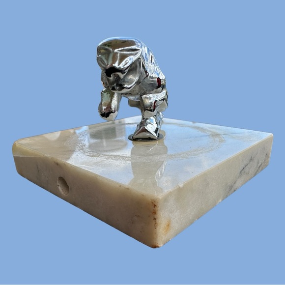 VINTAGE JAGUAR CHROME HOOD ORNAMENT MARBLE MOUNTED - Picture 2 of 16